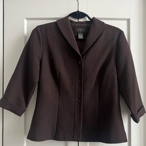 Brown linen like short sleeve top